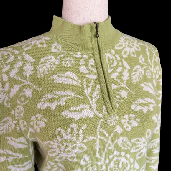 Meister Wool Blend Floral Sweater Women's Sz Medium Large Green All over Print - Picture 4 of 13